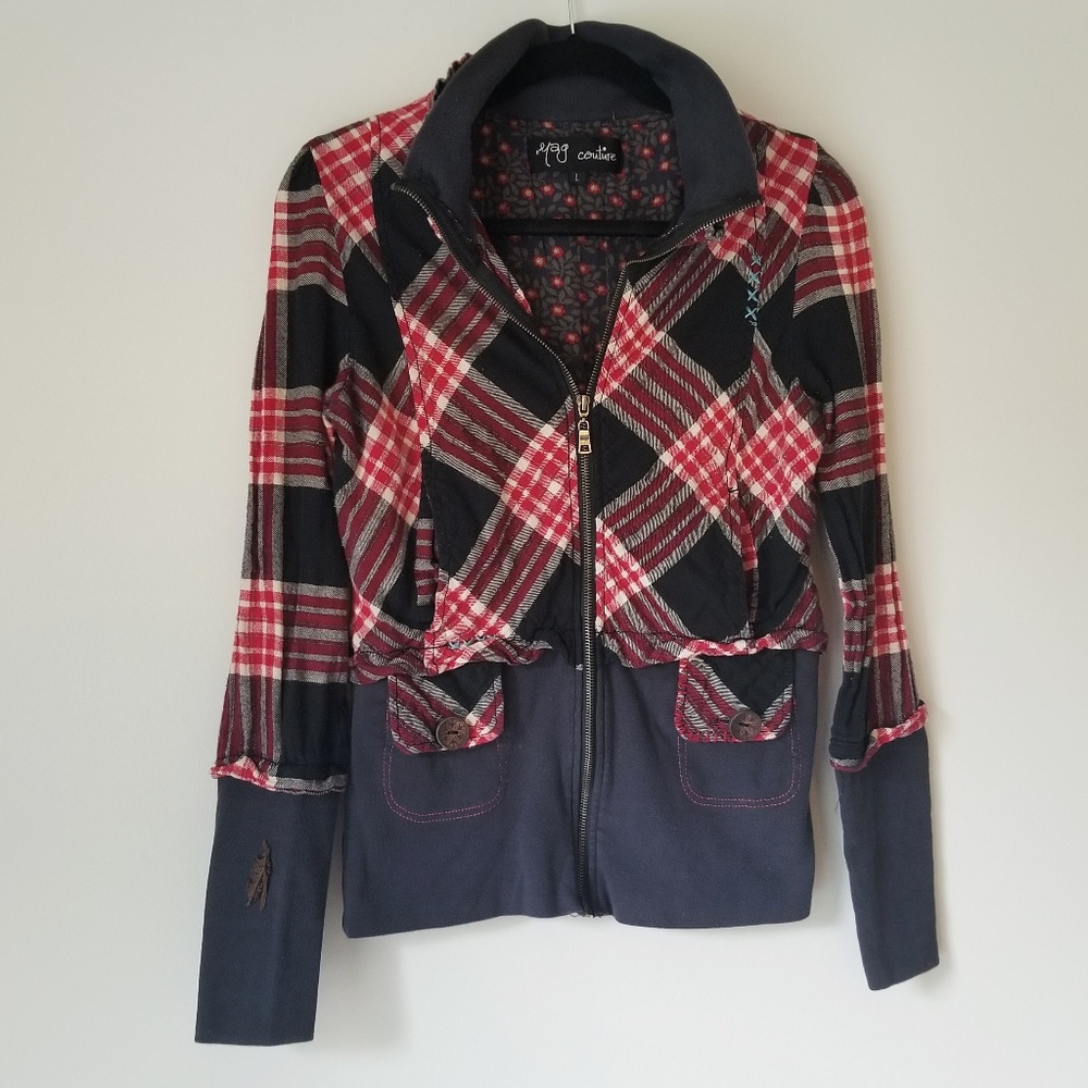 🎉Yag Couture | Flannel Zip Sweatshirt | L